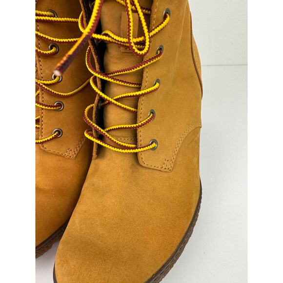 TIMBERLAND Glancy Women's Bootie 7.5 Tan Leather Block Heel Ankle Boots 8715A - Picture 5 of 9